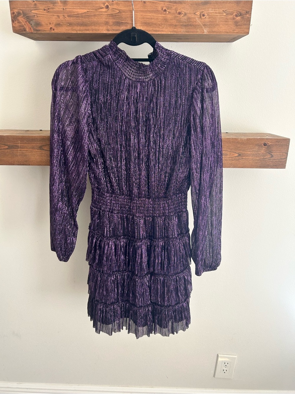 1 state purple metallic dress size small